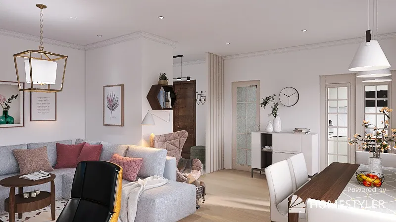 Redevelopment of an apartment for a couple. 3d design renderings