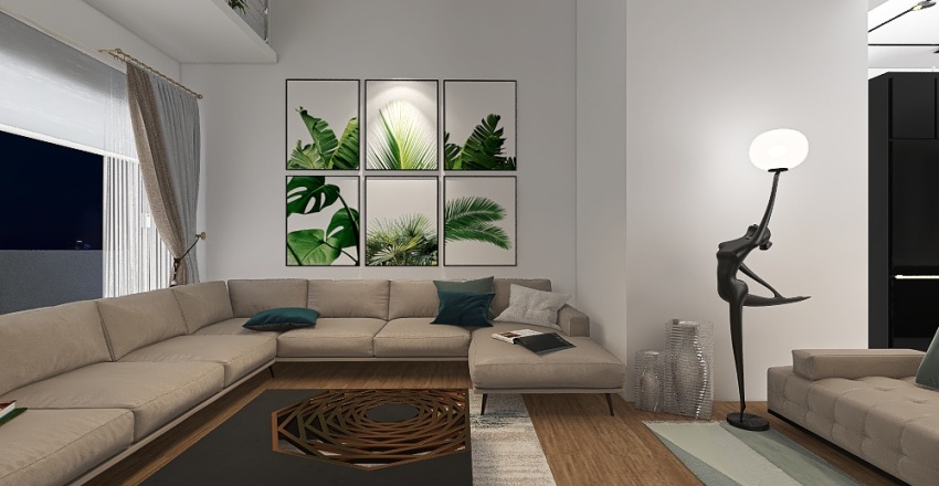 Living Room/Dinning/ Kitchen 3d design renderings