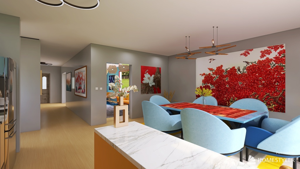 Hallway and Kitchen 3d design renderings