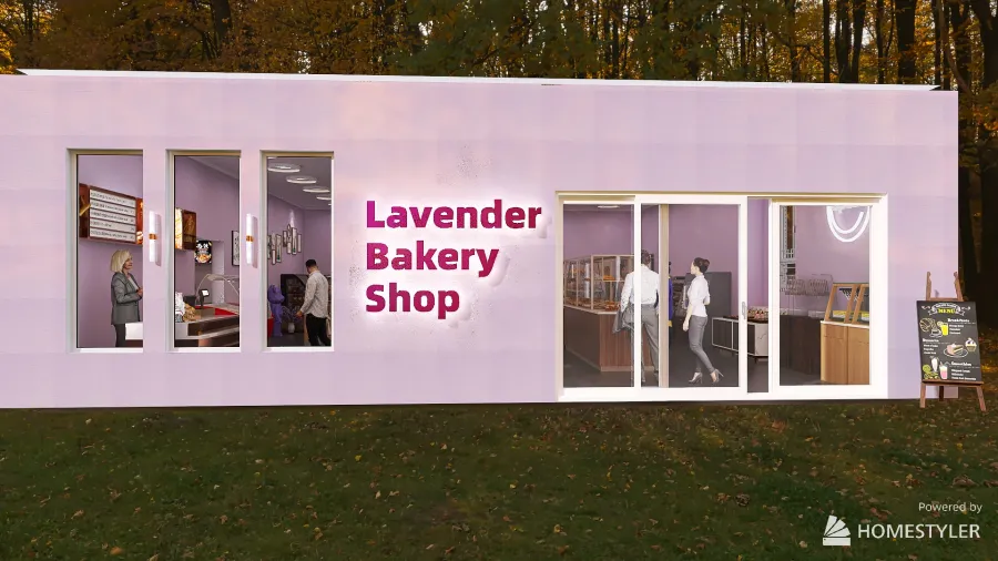 #BakeryContest-Lavender Bakery Shop 3d design renderings