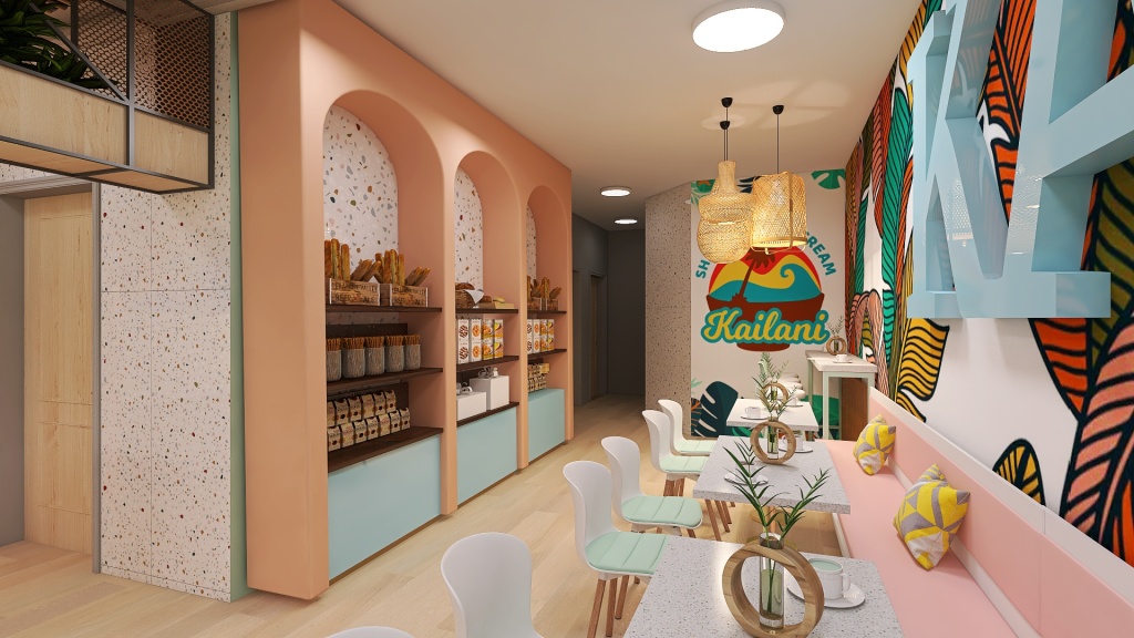 Kailani Coastal Ice Cream Shop + Bakery 3d design renderings