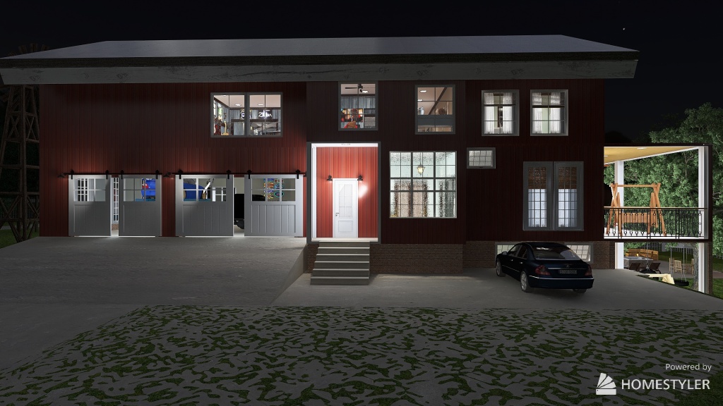 Red Barn House 3d design renderings