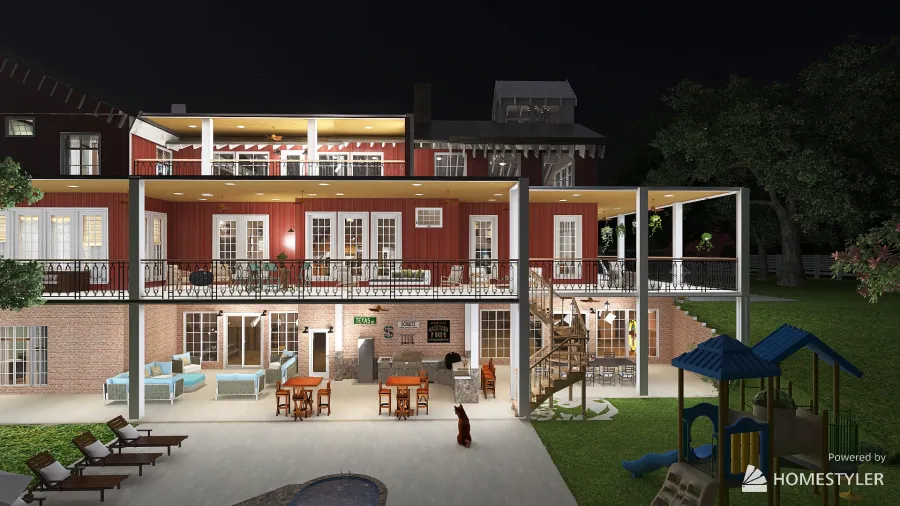 Red Barn House 3d design renderings