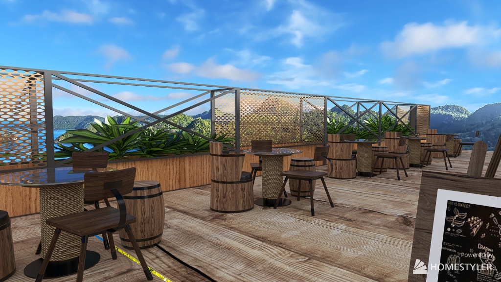 restaurant hôtel bar le CAPRI 3d design renderings