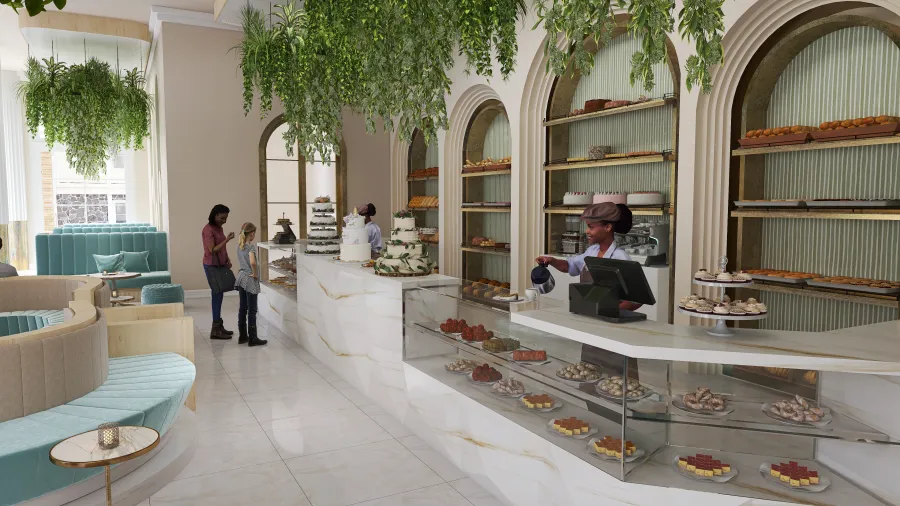 #BakeryContest- Panaderia pasteleria lujosa 3d design renderings