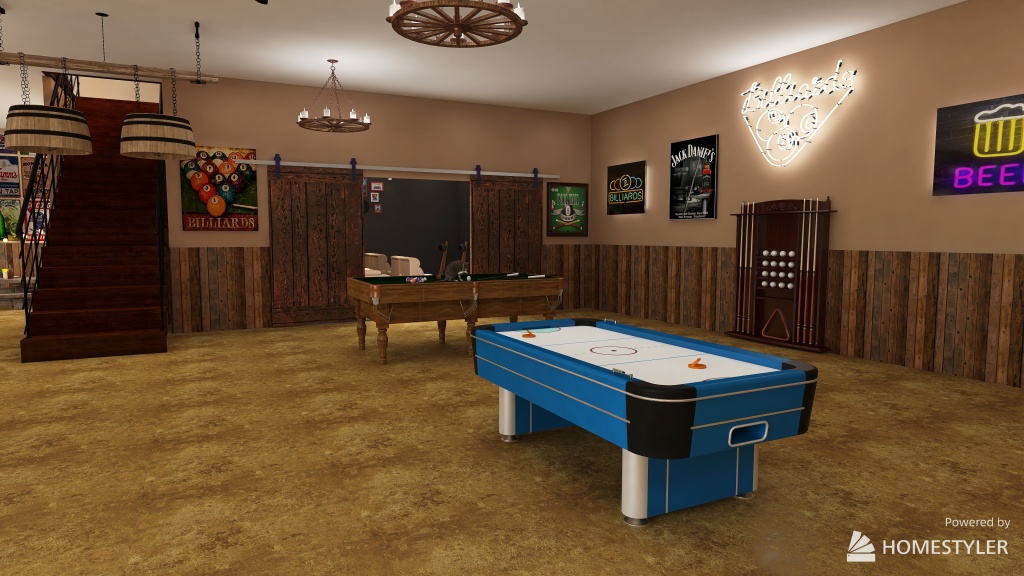 Game Room 3d design renderings