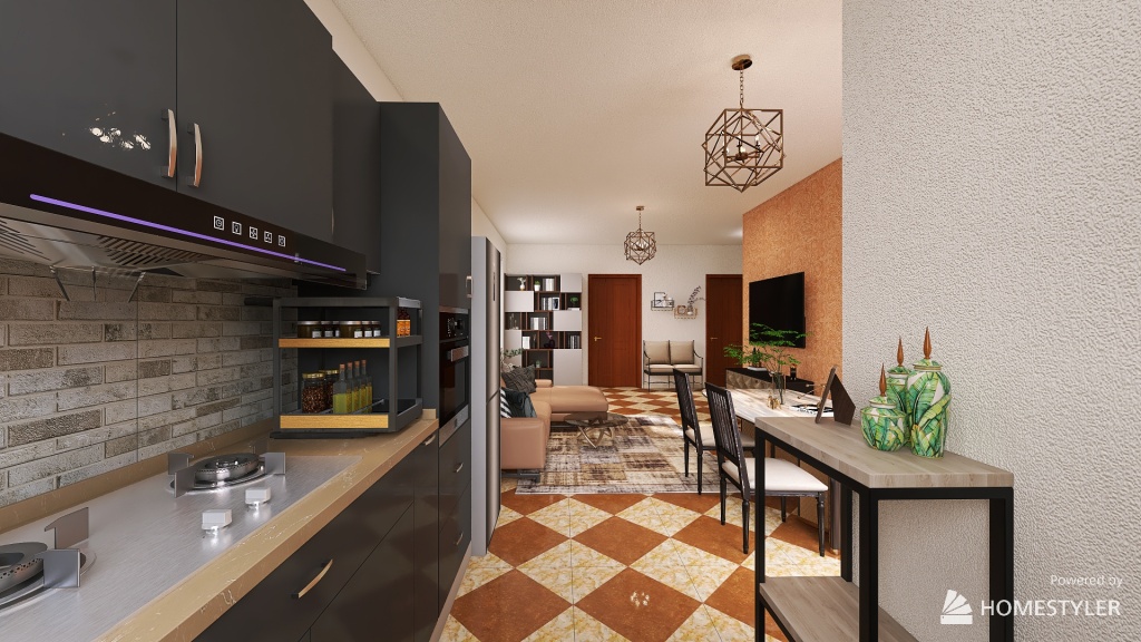 golden sunset apartment 3d design renderings
