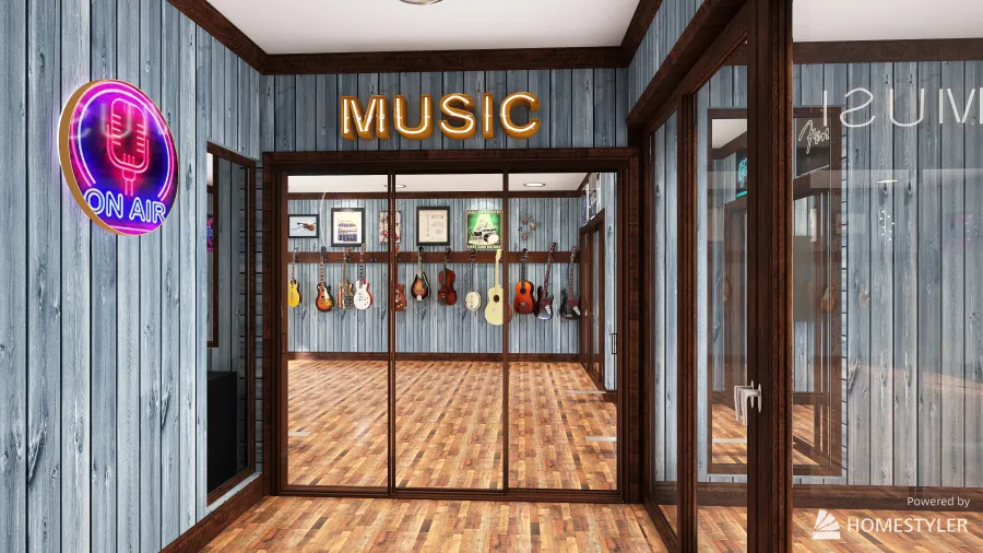 Music Studio Entry 3d design renderings