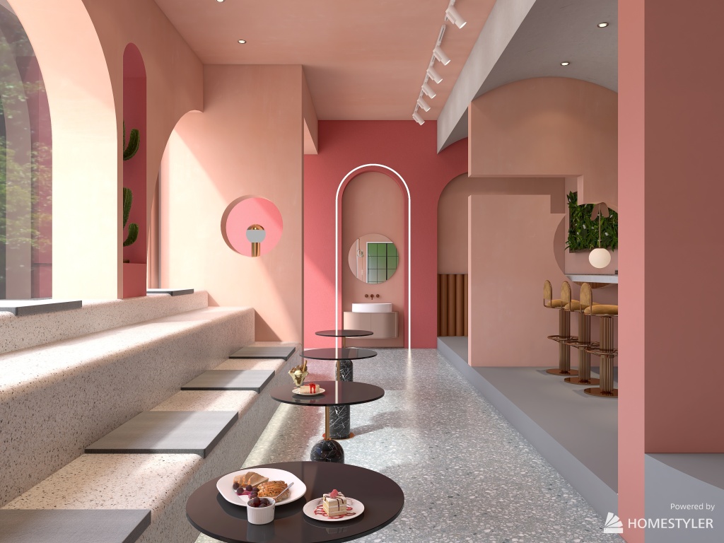 Pinky Bakery Shop Design 3d design renderings