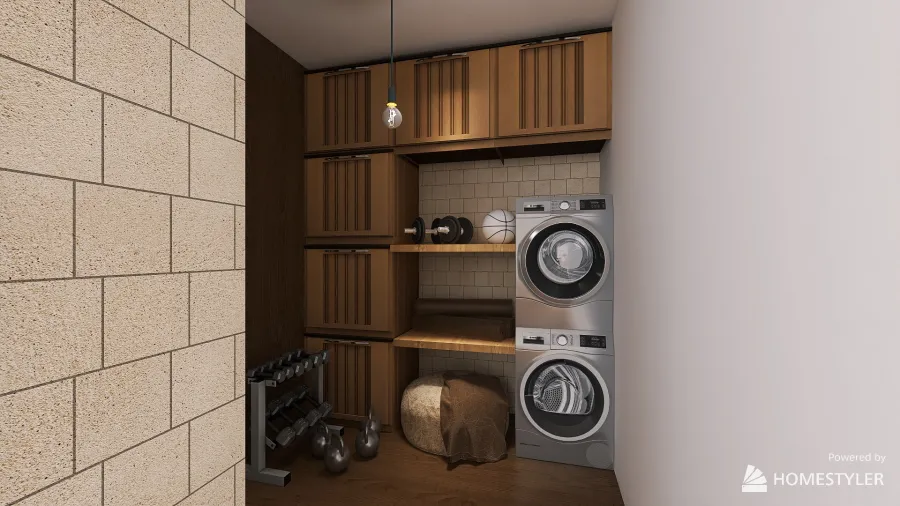 Dark wooood kitchen 3d design renderings
