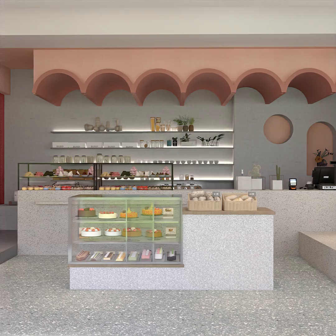 Pinky Bakery Shop Design Rendering del Progetto