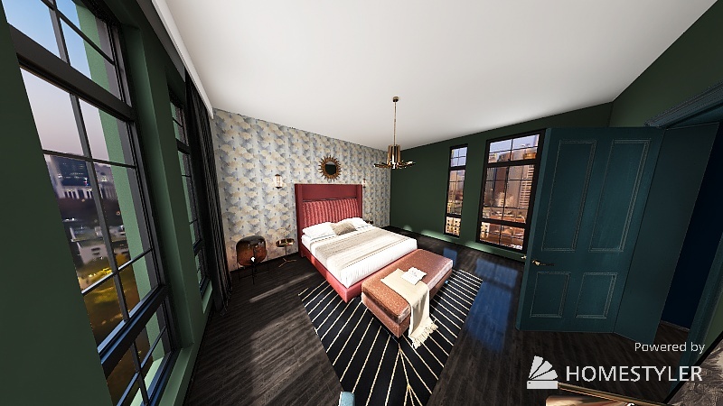 Art Deco Style Flat 3d design renderings