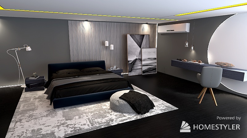 black bedroom 3d design renderings