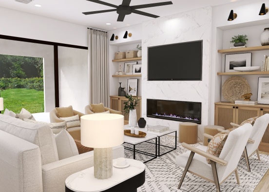 Tan & Black Living Room Design Rendering