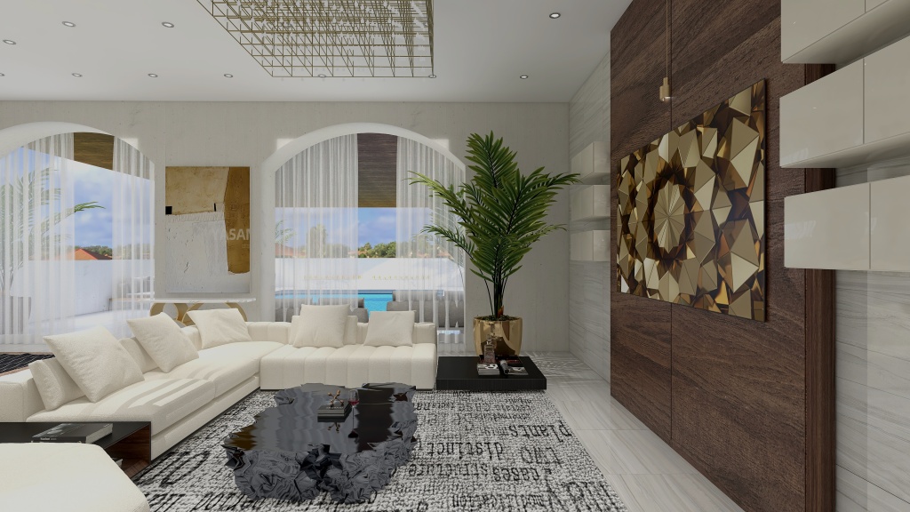 Contemporary Home in Neutrals 3d design renderings