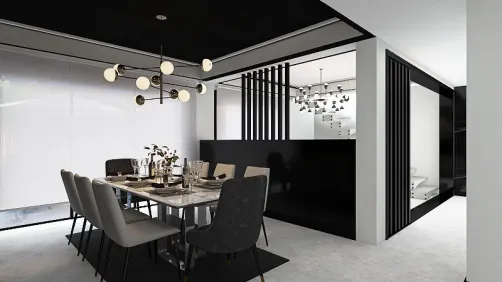 Modern Black, White and Gray Small Apartment