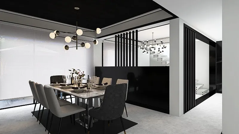 Modern Black, White and Gray Small Apartment 3d design renderings