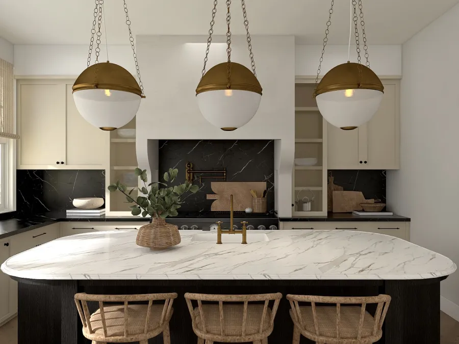 Modern WoodTones Kitchen 3d design renderings