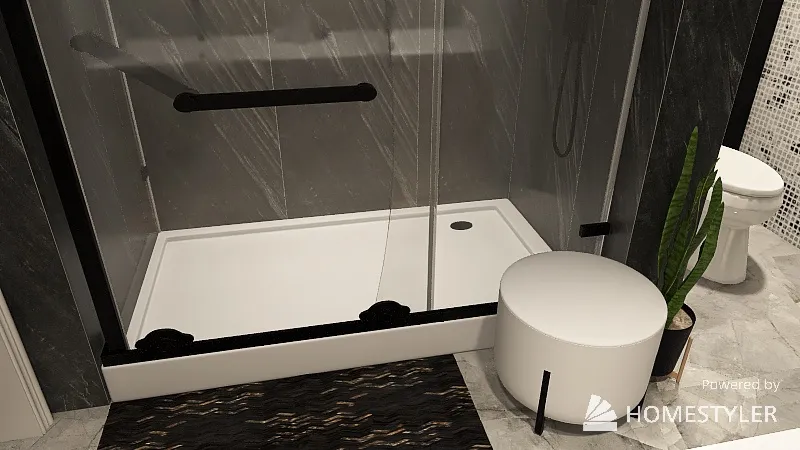 Bathroom - focal wall black 3d design renderings
