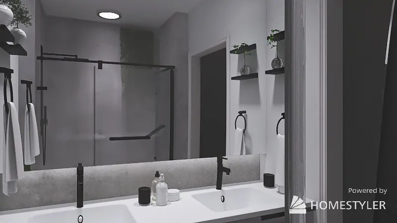 Bathroom - microcement gray 3d design renderings