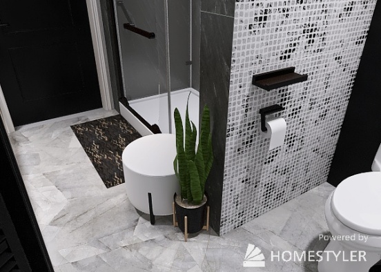 Bathroom - charcoal contrast tile Design Rendering