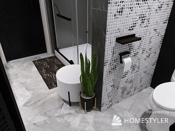 Bathroom - charcoal contrast tile 3d design renderings