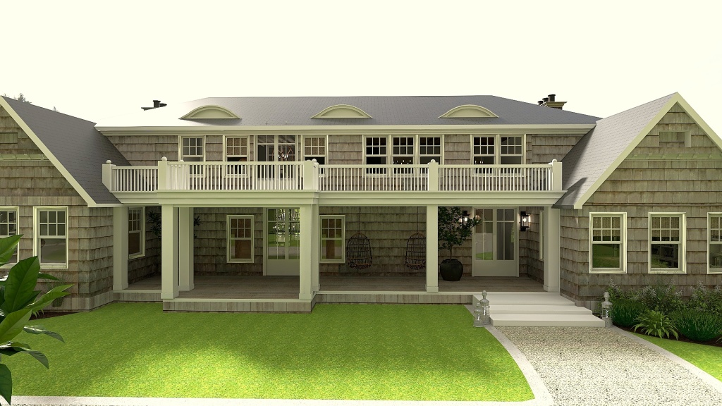 Modern Sag House WoodTones 3d design renderings