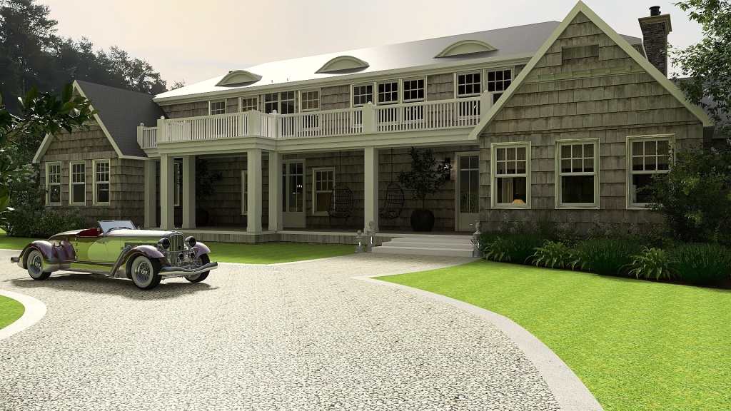 Modern Sag House WoodTones 3d design renderings