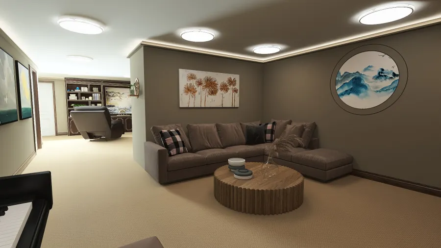 Basement Great Room 3d design renderings