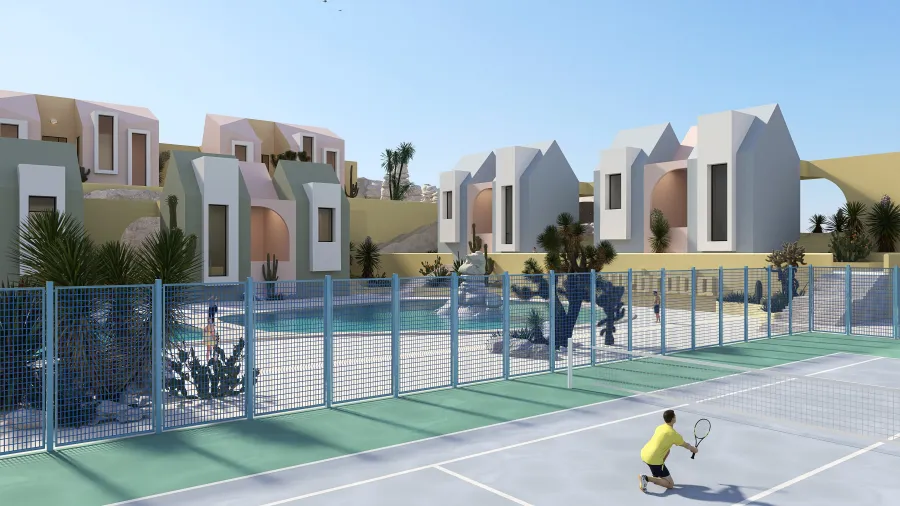 ArtDeco Urbanización El paraiso de Torrequebrada Blue Yellow 3d design renderings