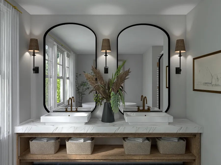Modern WoodTones Master Bath 3d design renderings