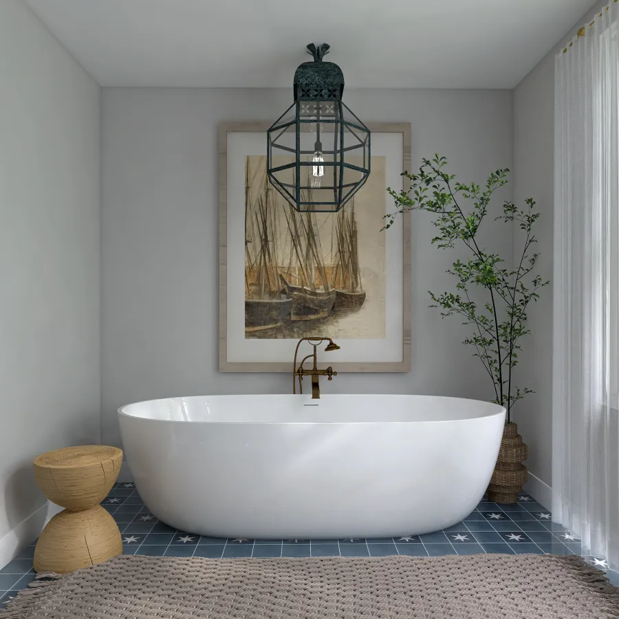 Modern WoodTones Master Bath 3d design renderings