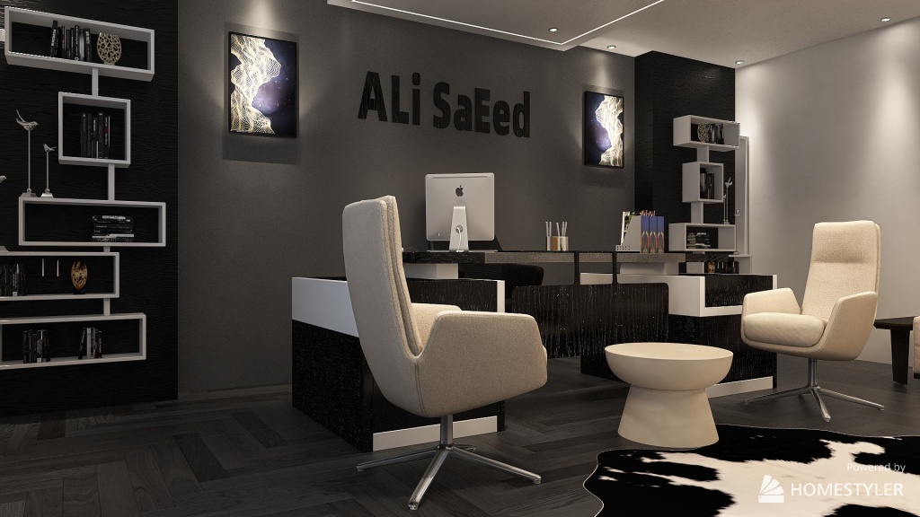 Black Office 3d design renderings