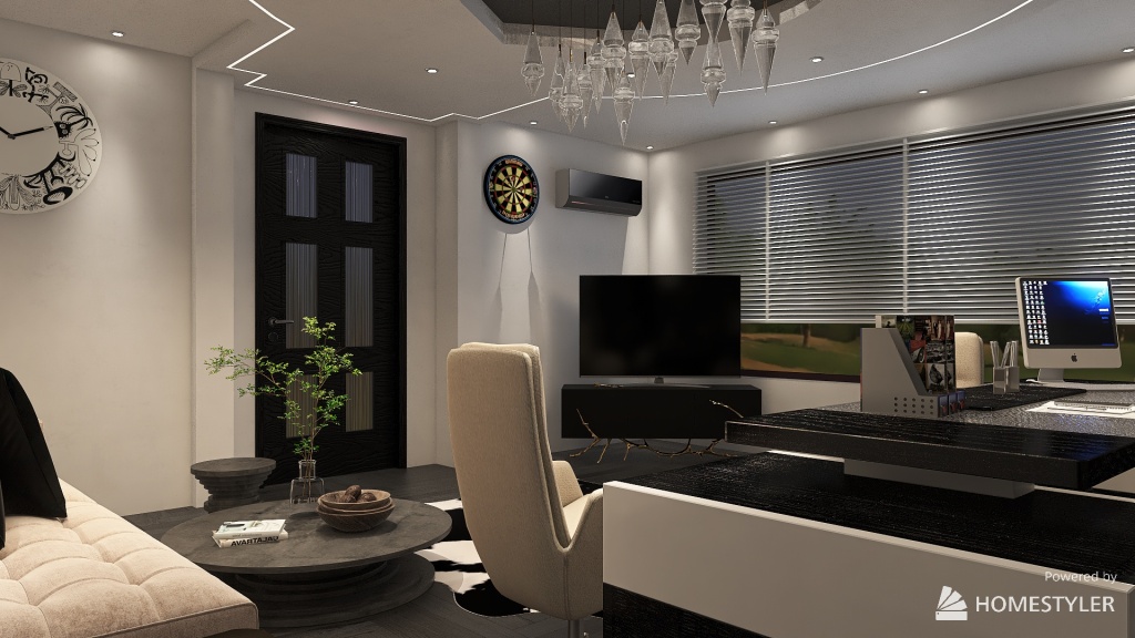 Black Office 3d design renderings