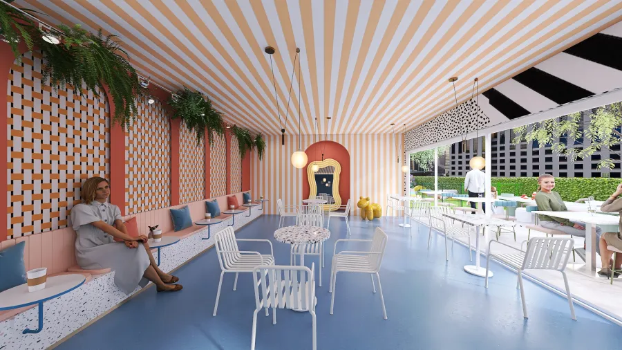 Dog cafe 3d design renderings