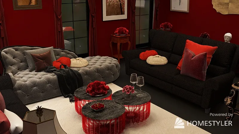 First Room, red kiss 3d design renderings