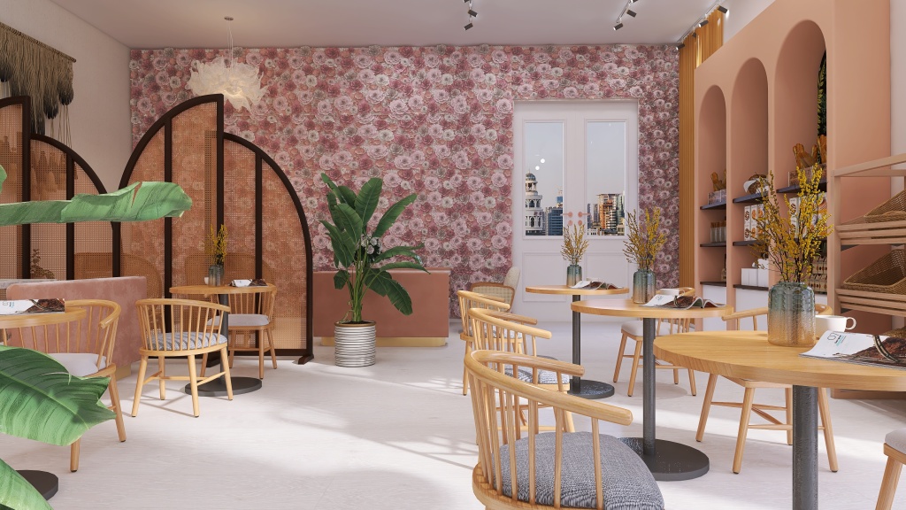 Pink Bakery 3d design renderings