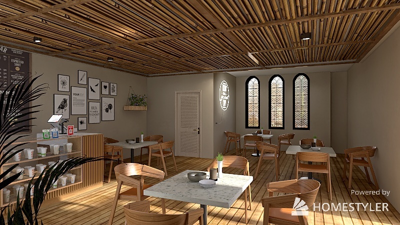 Aesthetic cafe retreat 3d design renderings