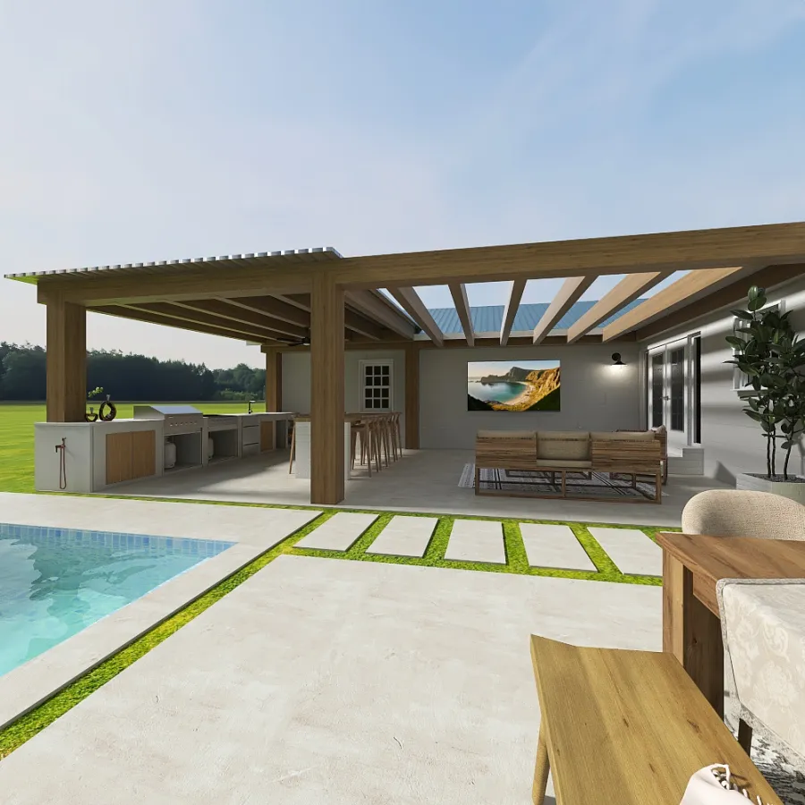 Farmhouse 2 Copy of OUTDOOR area Green 3d design renderings