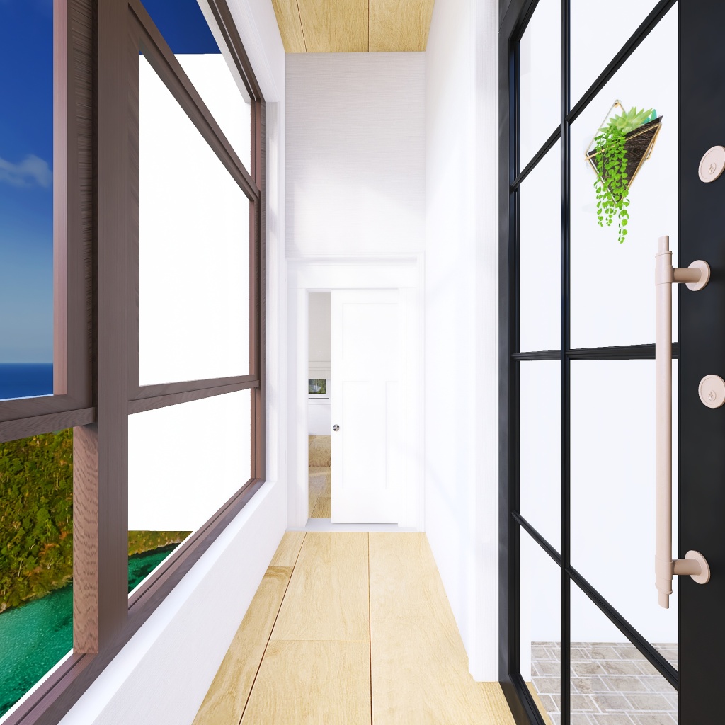 Hall to bathroom & M Patio 3d design renderings