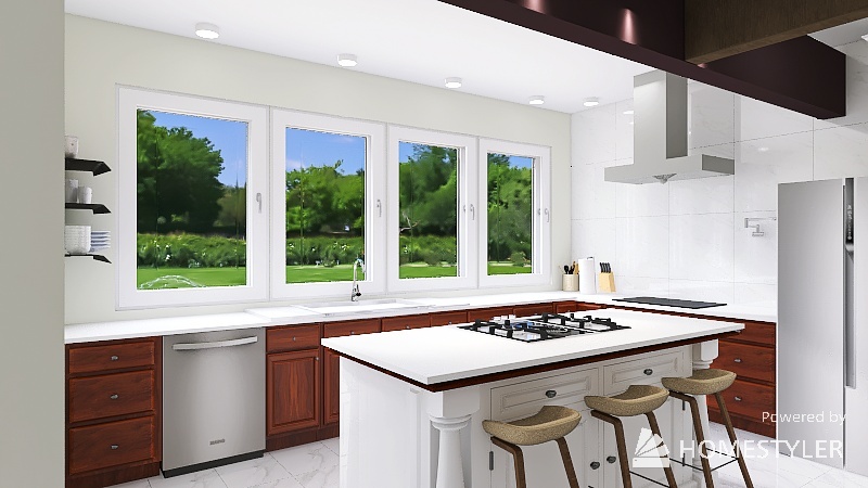 Clean look for electrical outlets Far S kitchen 3d design renderings