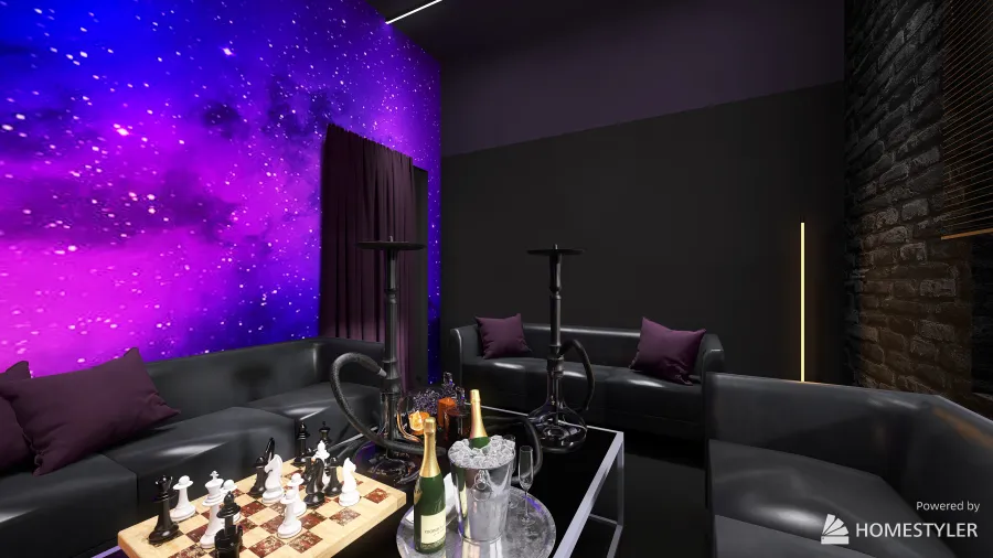 Hookah bar and lounge 3d design renderings