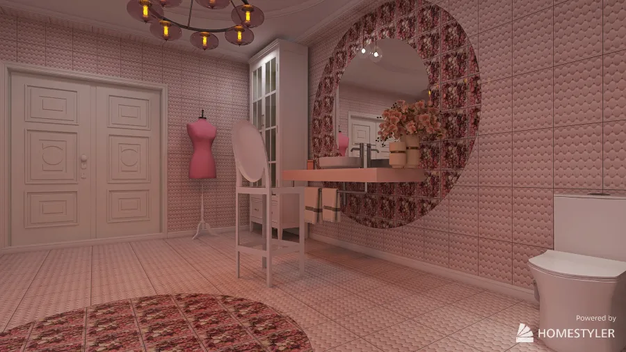 Pink Bathroom 3d design renderings