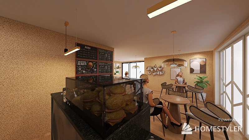 cafetería y panadería 3d design renderings