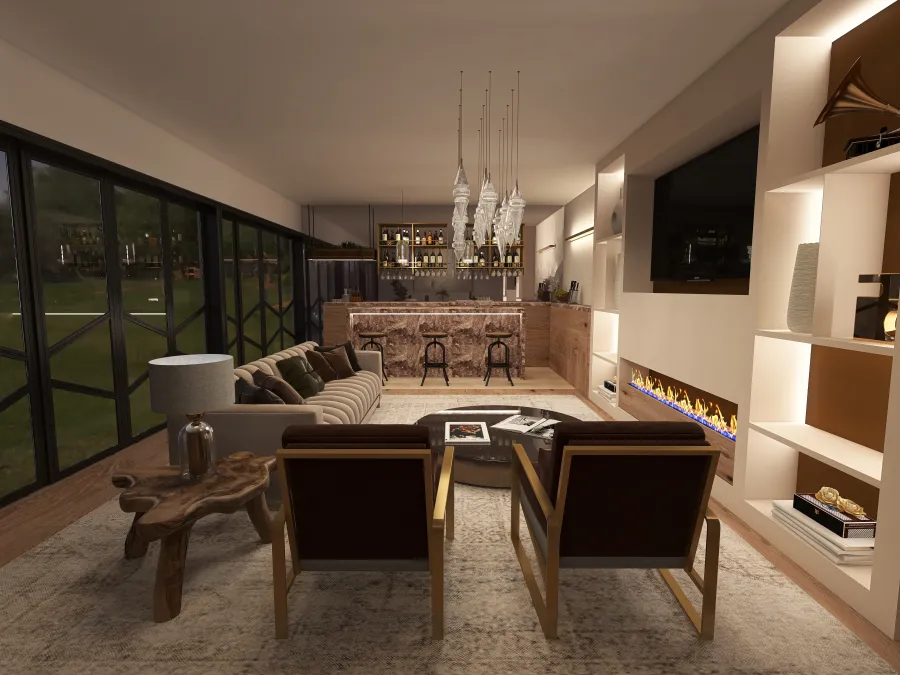 Luxury home bar and entertainment room 3d design renderings