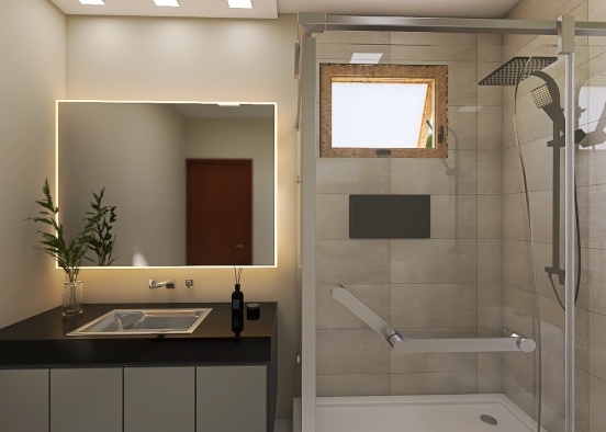 Banheiro suíte e lavabo Design Rendering