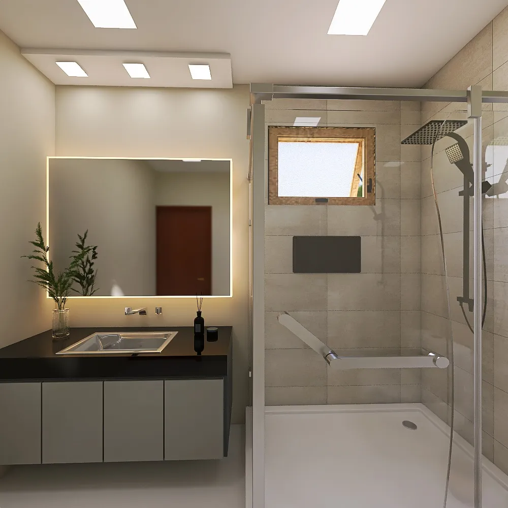 Banheiro suíte e lavabo 3d design renderings