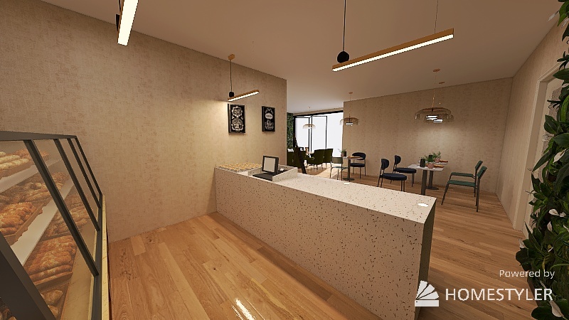 cafetería y panadería 3d design renderings