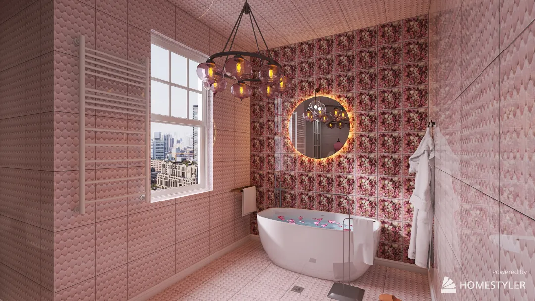 Pink Bathroom 3d design renderings