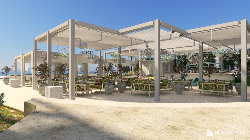#BrunchContest Modern Polynesian Outdoor Restaurant 3d design renderings